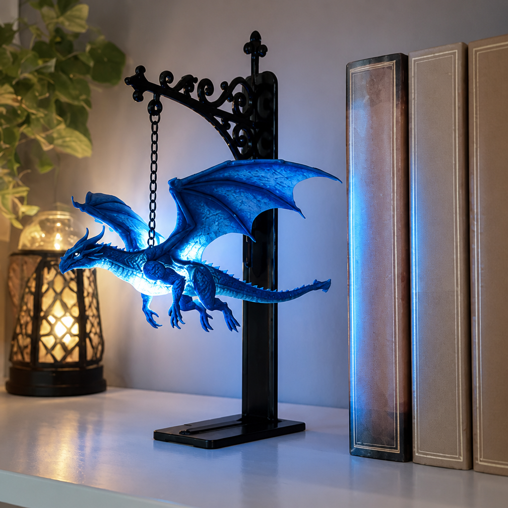 Floating Dragon Bookshelf Lamp