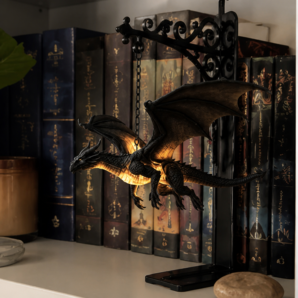 Floating Dragon Bookshelf Lamp